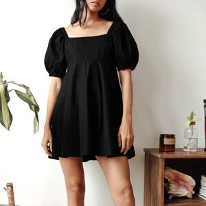 Black Puff Sleeve Babydoll Dress